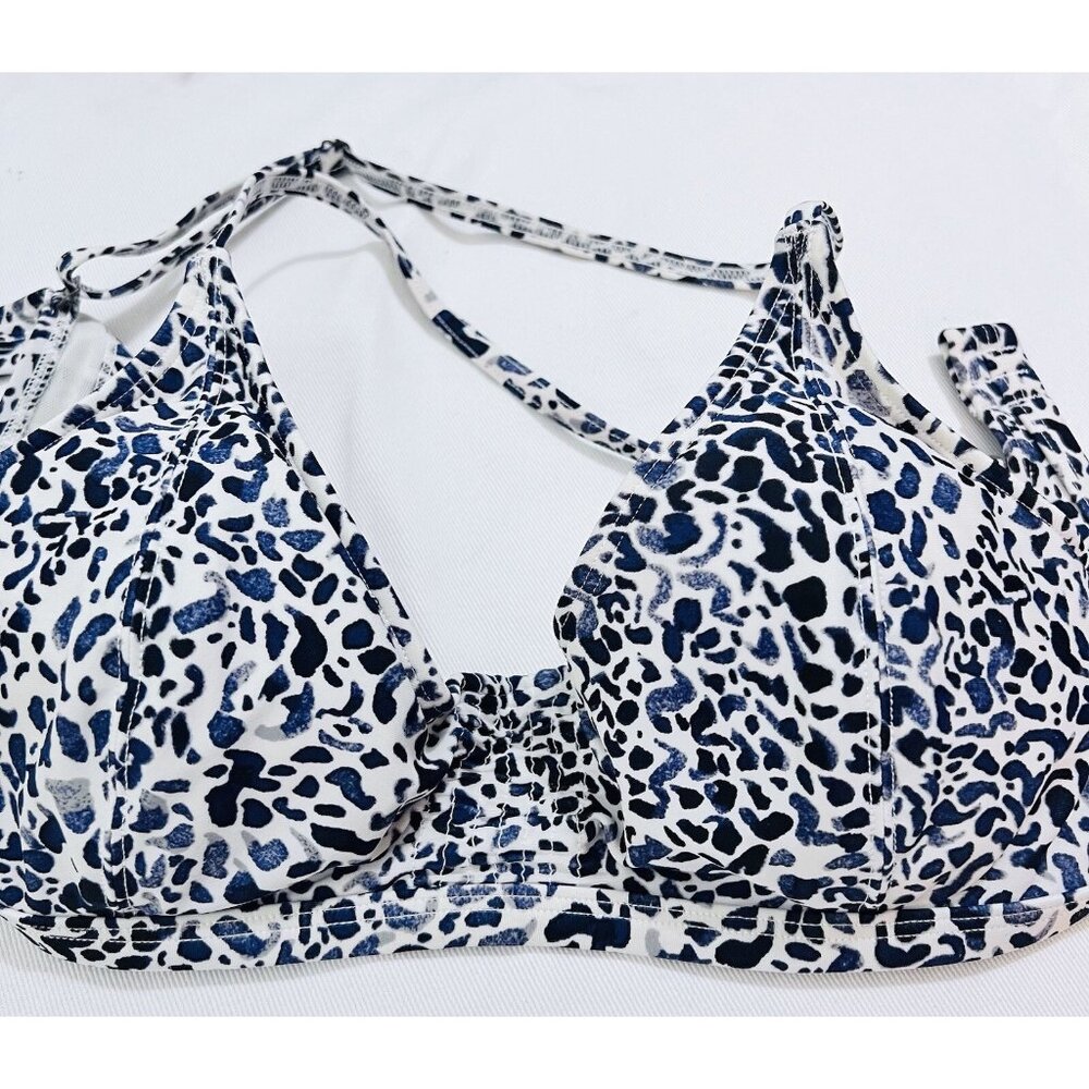 Athleta Bikini Top Navy Blue 34 B/C Padded Underwire